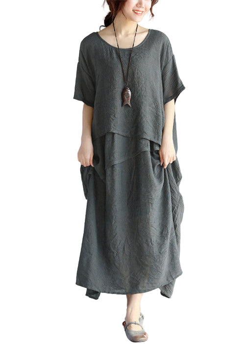 Maxi Klänning Dam Lång Ärmar Oversized Luftig Design 0