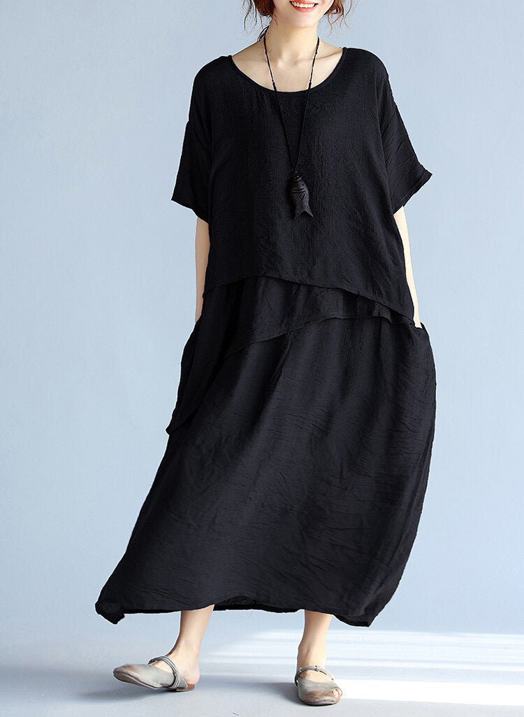 Maxi Klänning Dam Lång Ärmar Oversized Luftig Design 2