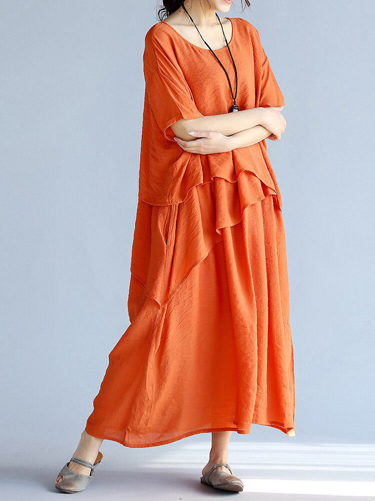 Maxi Klänning Dam Lång Ärmar Oversized Luftig Design 4