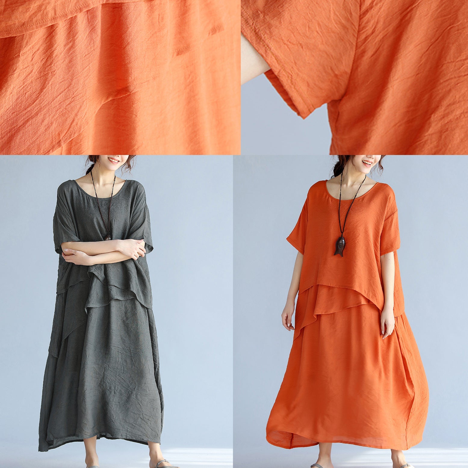 Maxi Klänning Dam Lång Ärmar Oversized Luftig Design 7