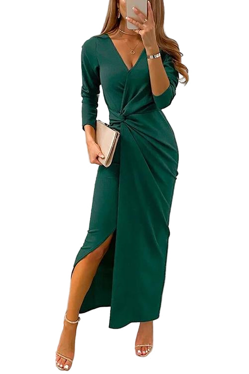 Maxi Klänning Dam V-hals Med Slits 0