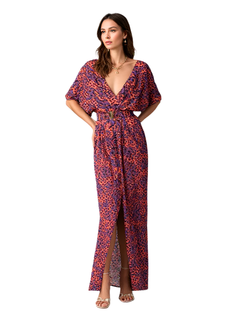 Maxiklänning Dam Boho Stil Djup V-Hals Mjuk Material 0