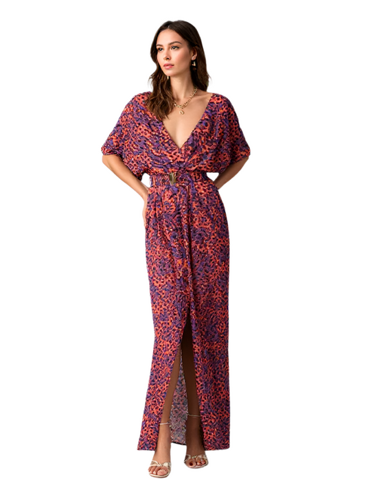 Maxiklänning Dam Boho Stil Djup V-Hals Mjuk Material 0