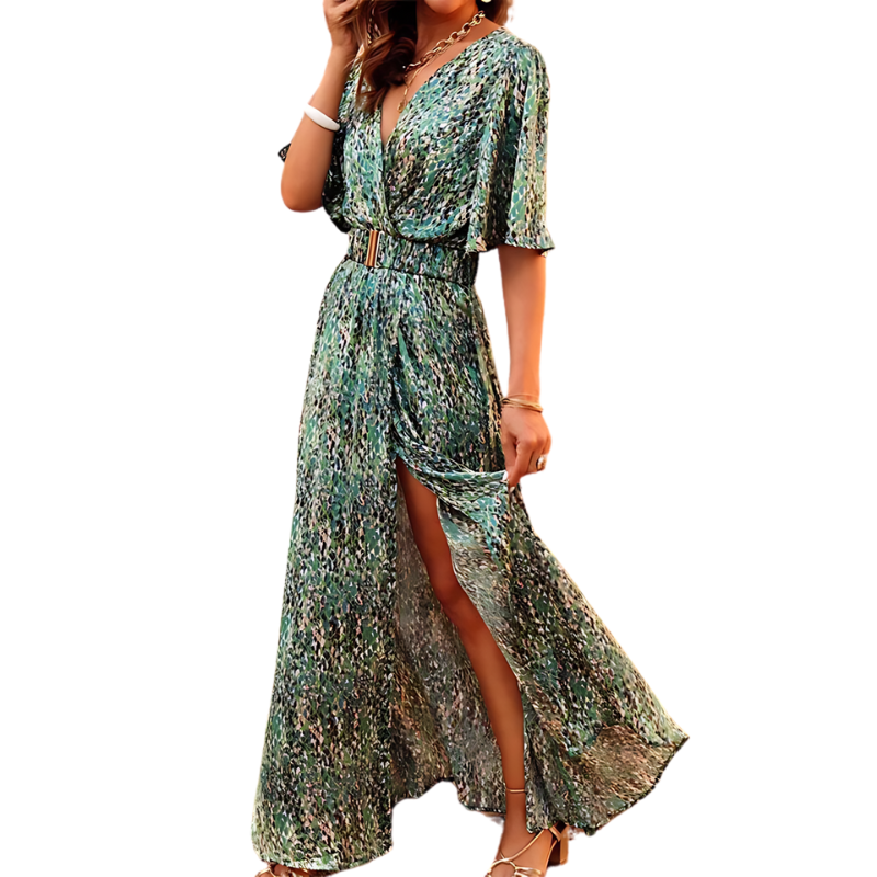 Maxiklänning Dam Boho Stil Djup V-Hals Mjuk Material 5