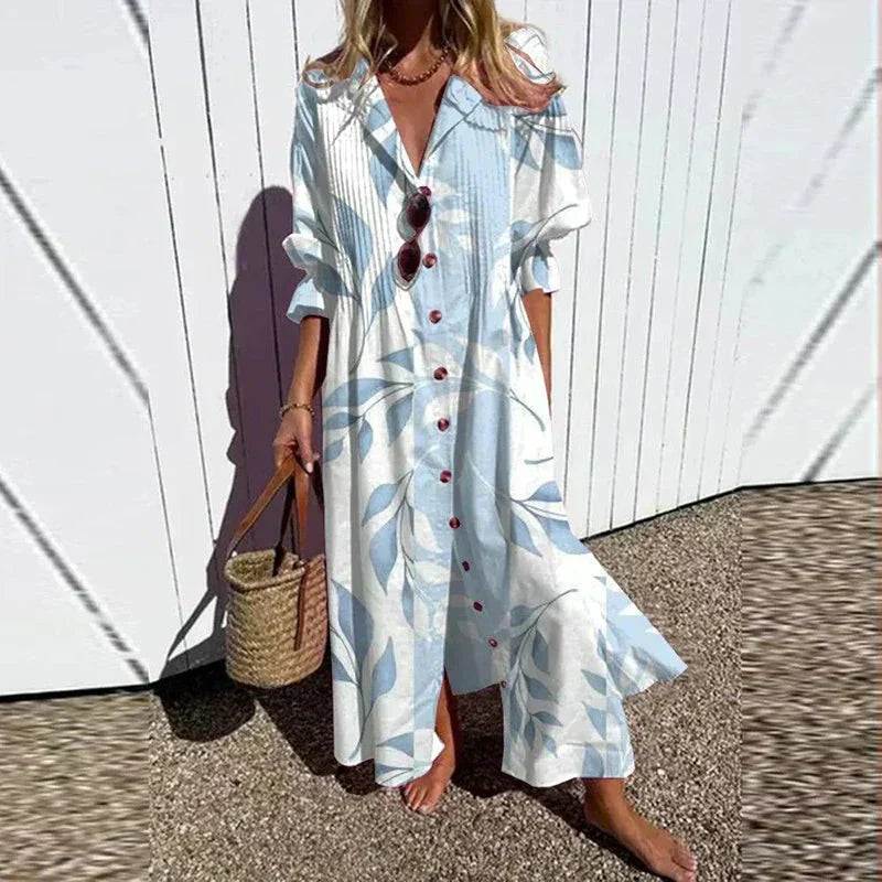 Maxiklänning Dam Boho Stil Lätt Material Flödande Design 6