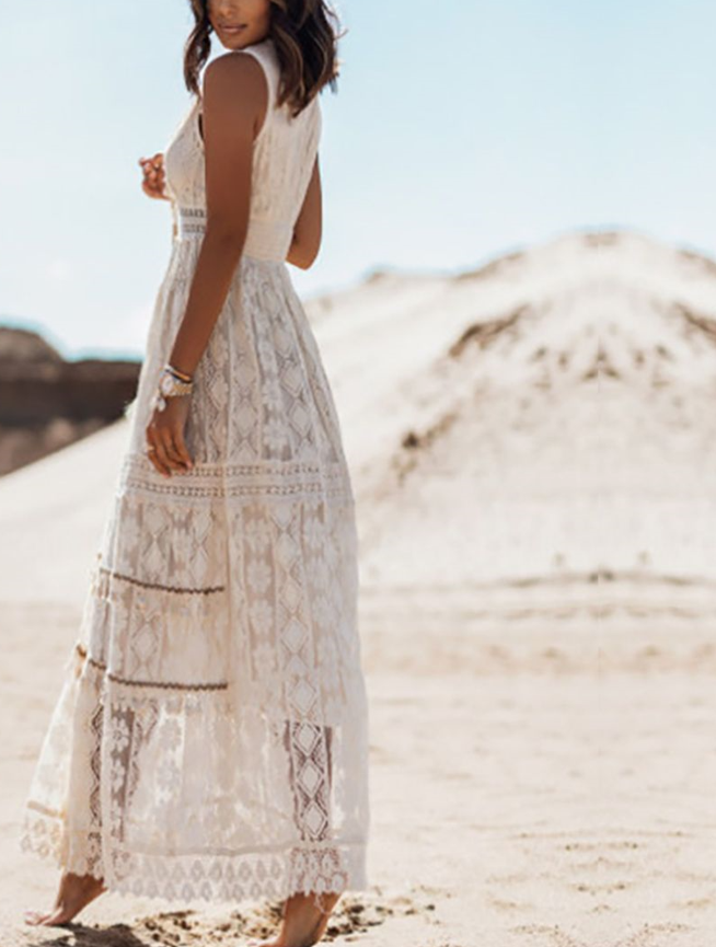 Maxiklänning Dam Boho Stil Mjuk Tyg 3