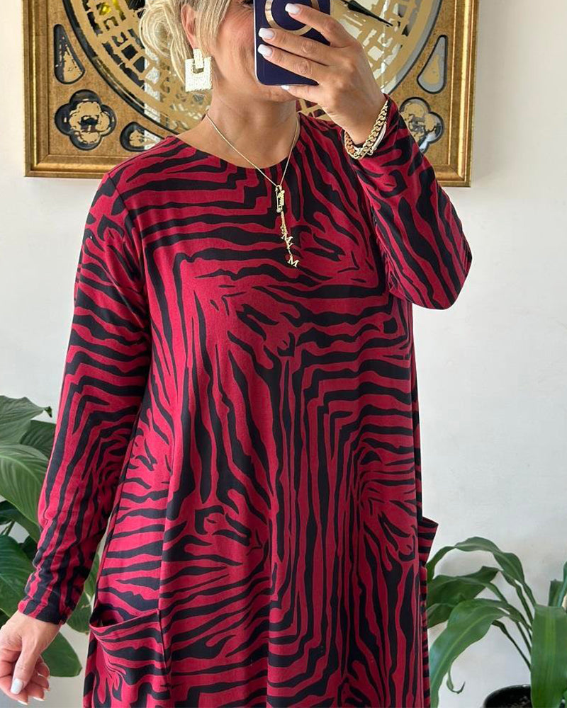 Maxiklänning Dam Med Fickor Långa Ärmar Bomullsmix 1