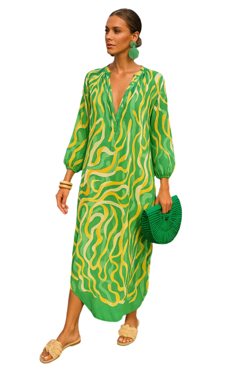 Maxiklänning Dam Oversize V-hals Lätt Material för Sommar 0