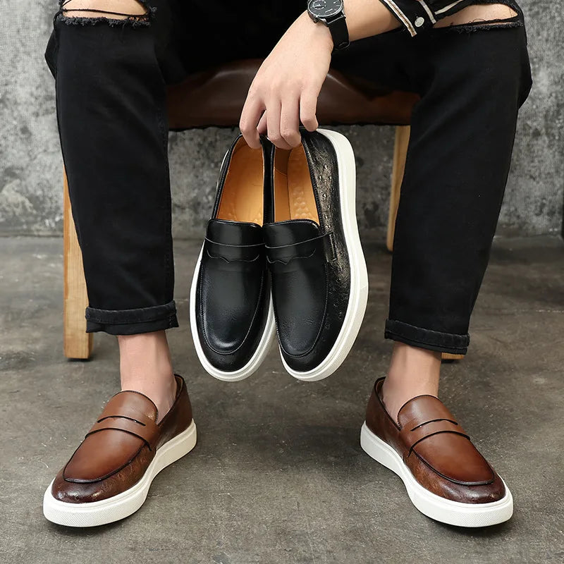 Mäns Loafers Munkbindning Ormläder 2