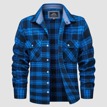 Herrskjorta Flanellfodrad Casual 100% Bomull-1