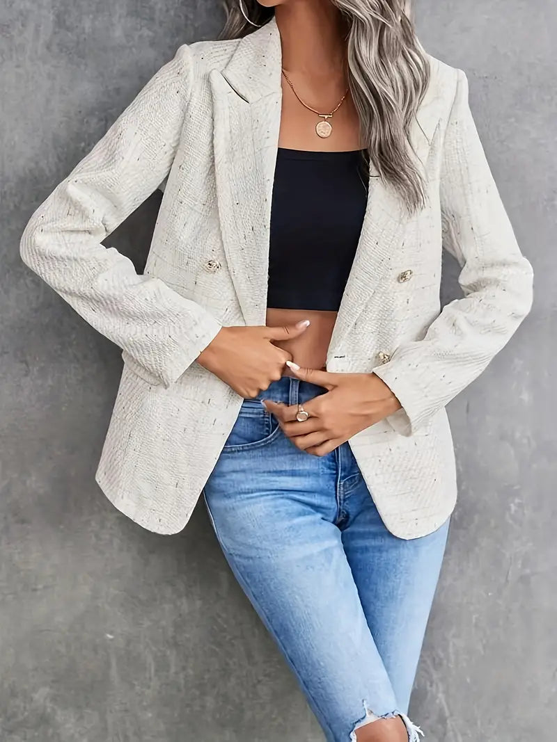 Kvinna Tweed Blazer Skräddarsydd Lätt Material-2