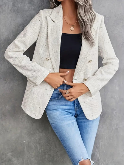 Kvinna Tweed Blazer Skräddarsydd Lätt Material-2
