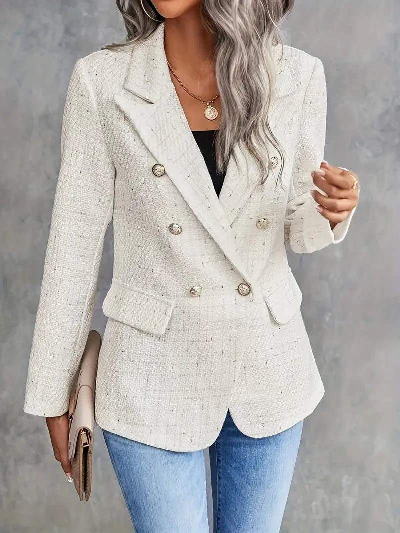 Kvinna Tweed Blazer Skräddarsydd Lätt Material-5