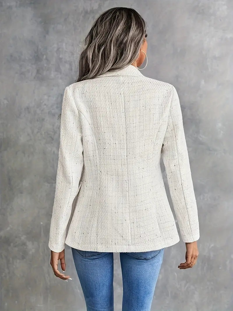 Kvinna Tweed Blazer Skräddarsydd Lätt Material-3