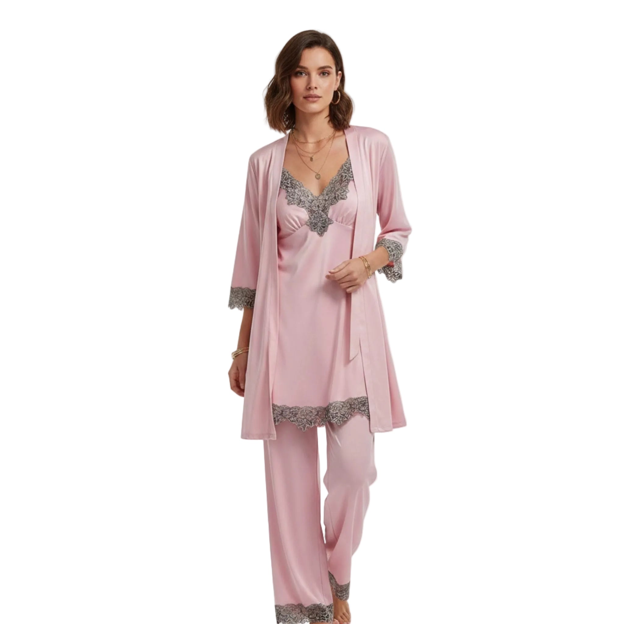 Mjuk pyjamas i sidenliknande stil 1