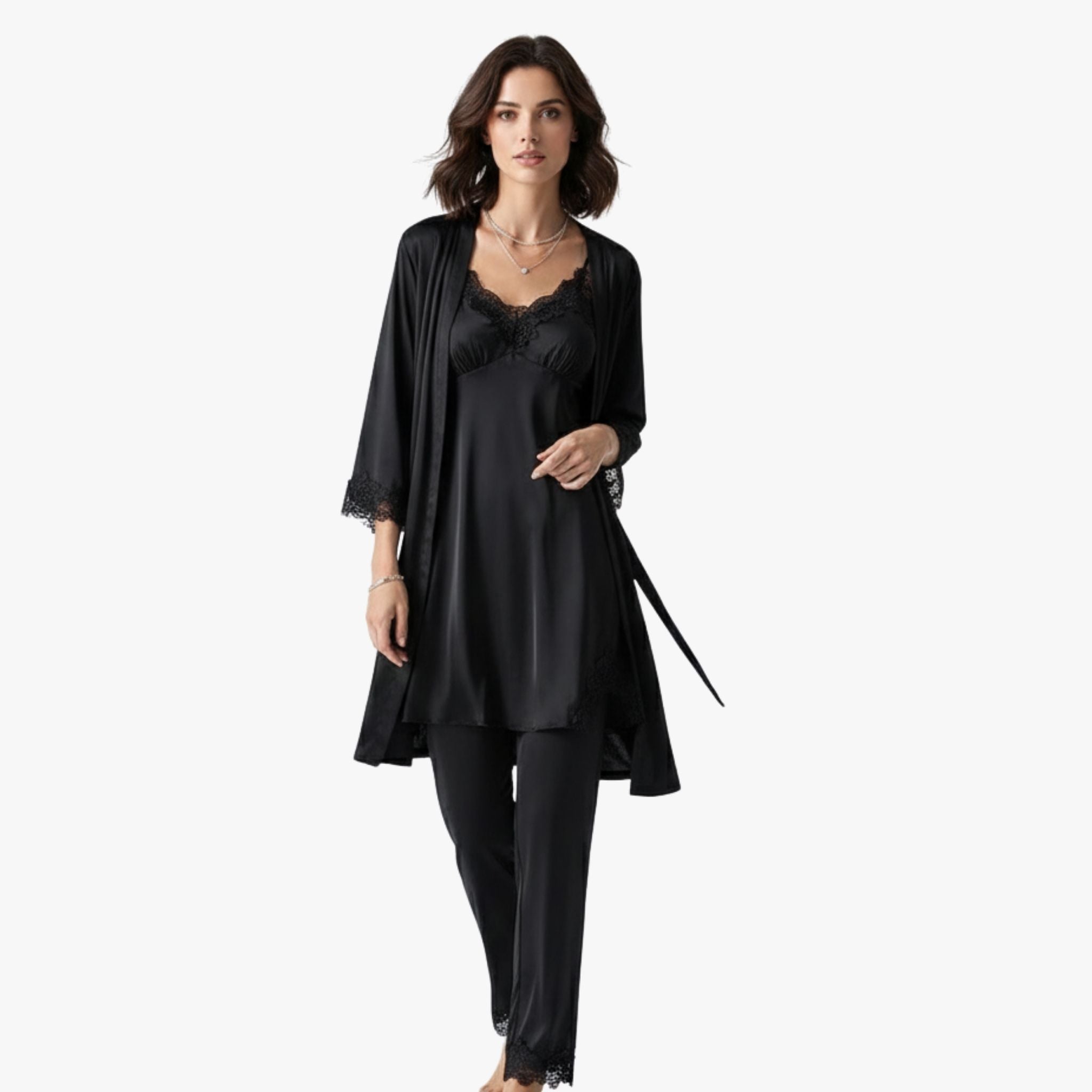 Mjuk pyjamas i sidenliknande stil 2