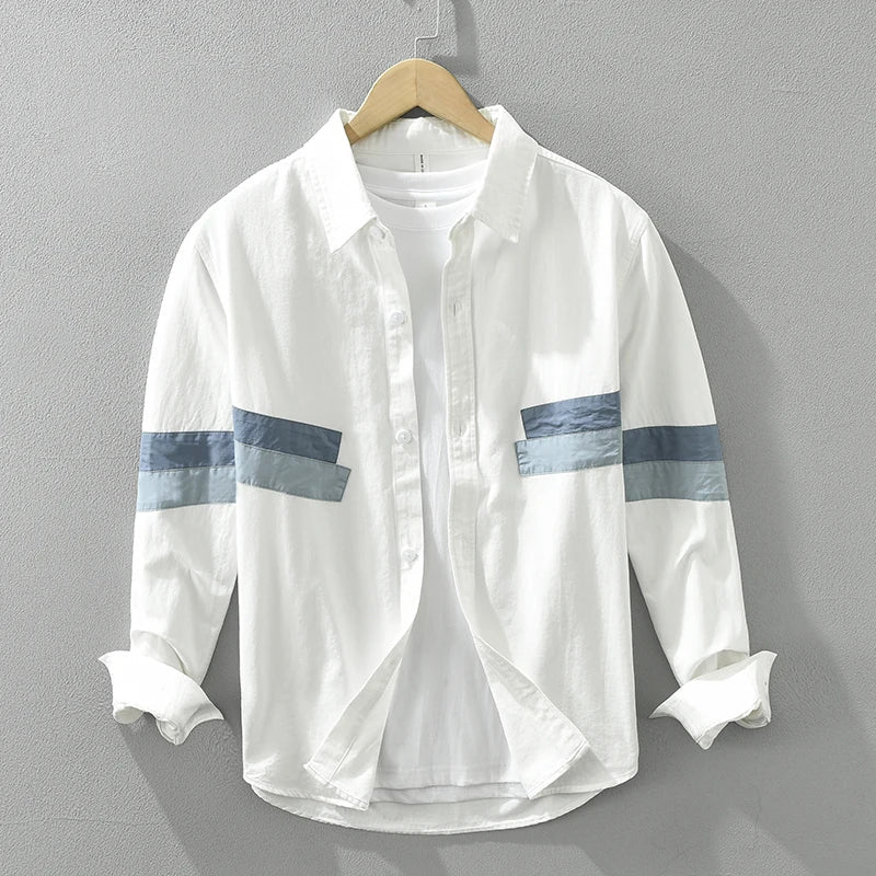 Herrskjorta Patchwork Casual Fit Bomull 2