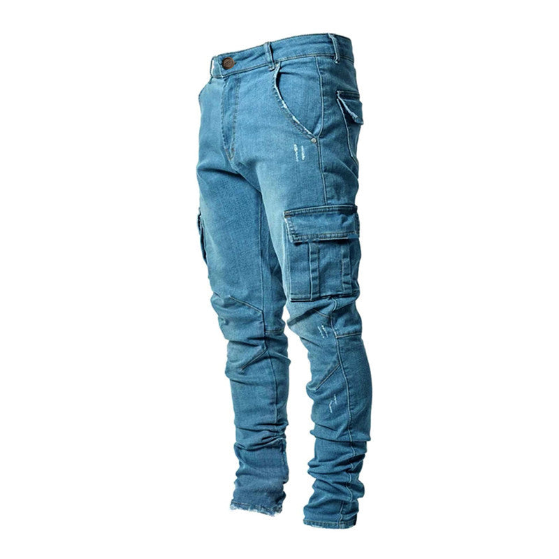 Herr Slim-Fit Cargo Byxor Modern Design Bomullsblandning