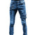 Herr Biker Jeans Avslappnad Denim Med Quiltade Detaljer