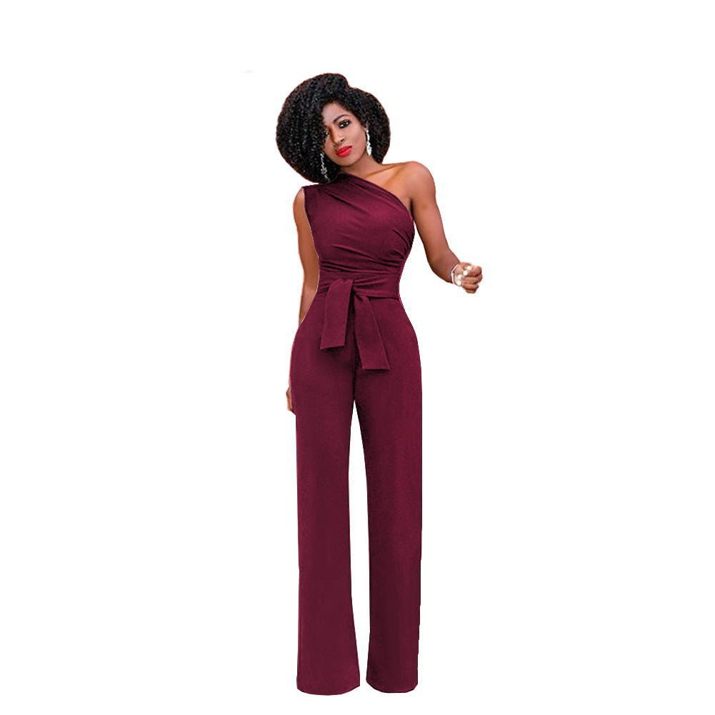 Dam Jumpsuit En-Axel Design Bredben Polyester och Bomull