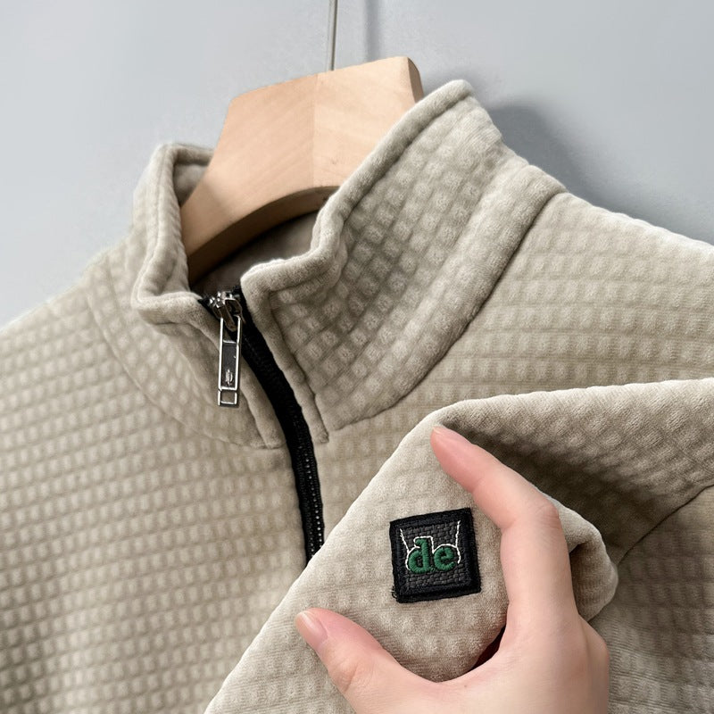 Herr Tröja Halvzip Alpaka Fleece Modern Design Komfortabel Stil