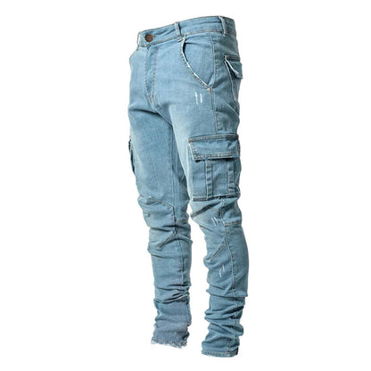 Herr Slim-Fit Cargo Byxor Modern Design Bomullsblandning