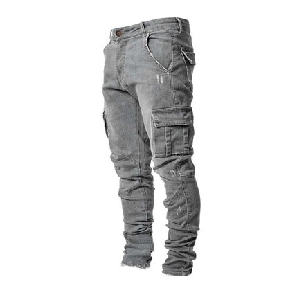 Herr Slim-Fit Cargo Byxor Modern Design Bomullsblandning