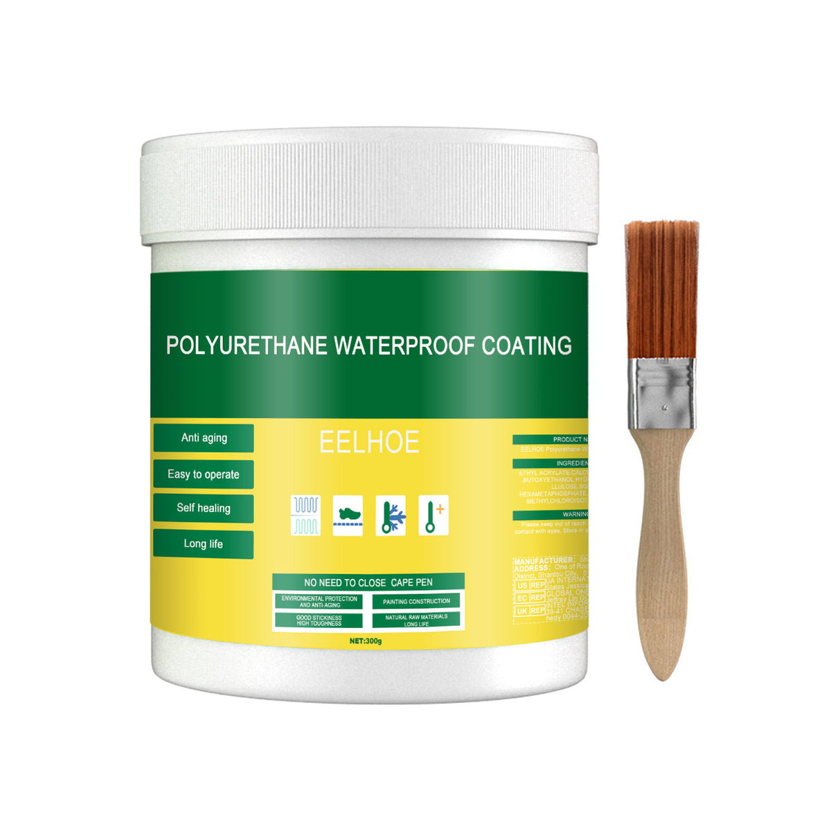Vattentätt Tätningsmedel Reparation Gummierad Vattenbaserad Pasta 300 ml