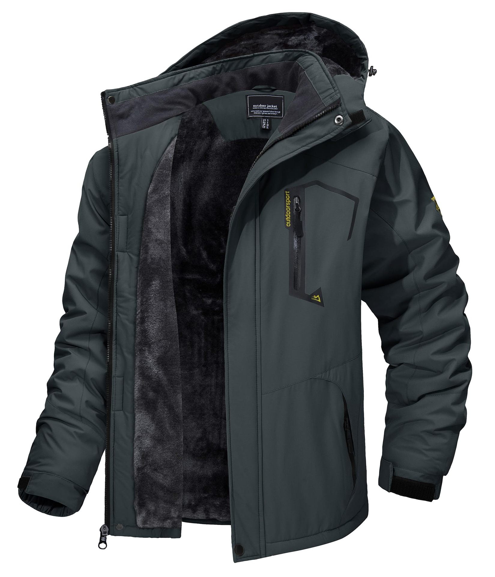 Fleece skidjacka med huva för herrar