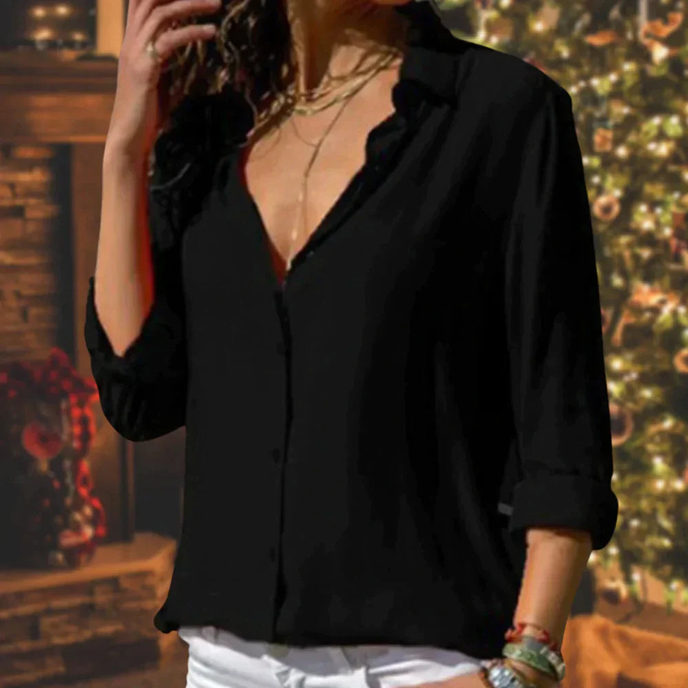 Variant image for Kvinnors Satinblus Elegant Vit Blus Feminin Stil-28