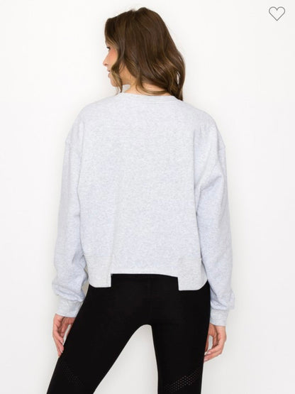 Oversized Cropped Sweatshirt för Damer i Grått 1