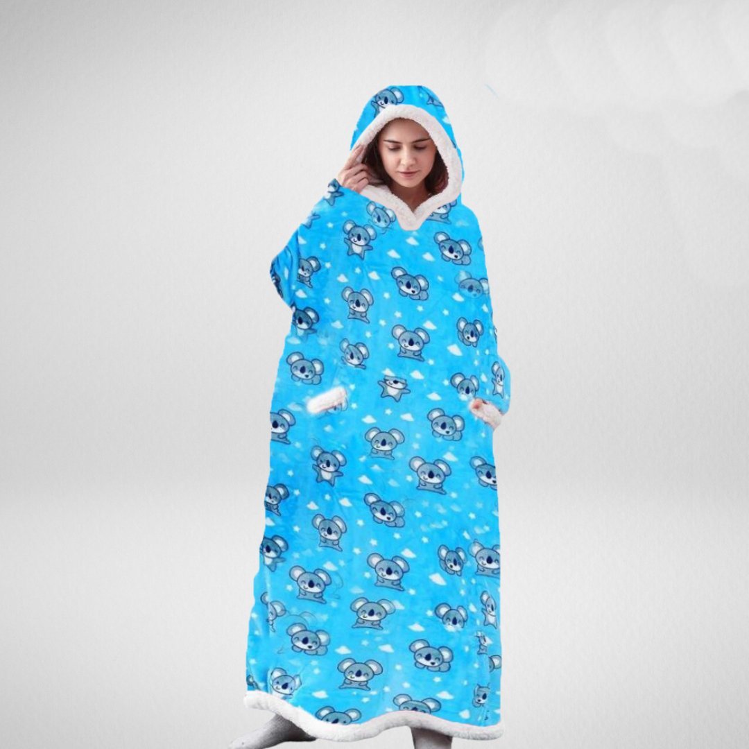 Oversized Deken Med Huva Microfleece Sherpa 1