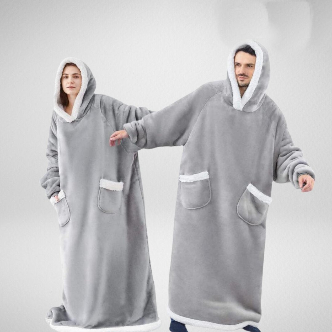 Oversized Deken Med Huva Microfleece Sherpa 3