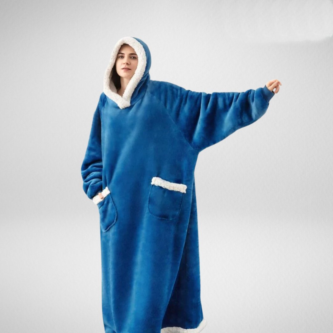 Oversized Deken Med Huva Microfleece Sherpa 5