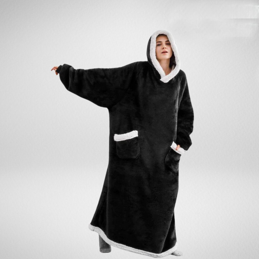 Oversized Deken Med Huva Microfleece Sherpa 7