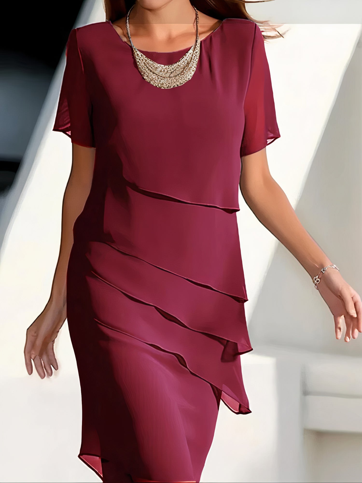 Variant image for Kvinna Golvlång Klänning Elegant Chiffon-1