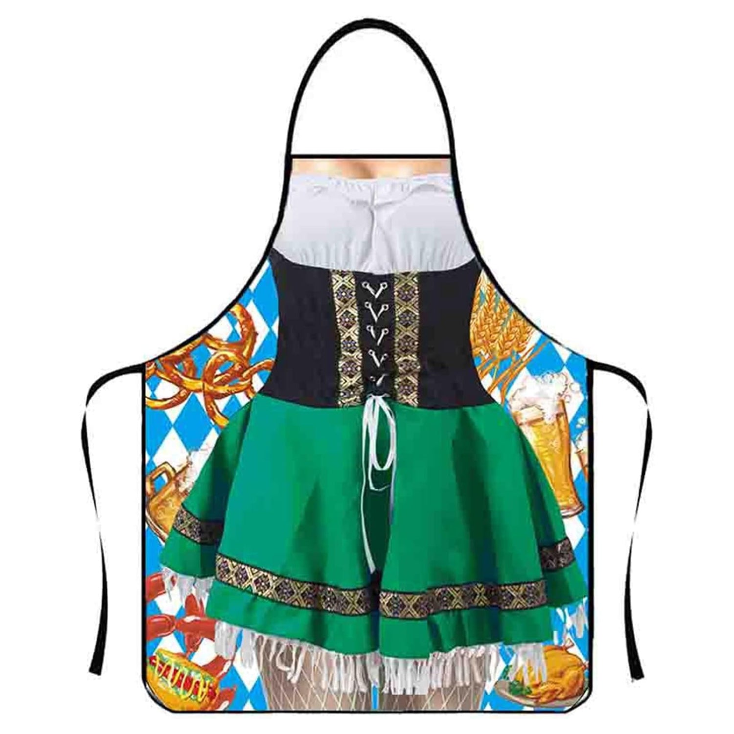 Par Förkläden i Oktoberfest-Stil med Justerbara Axelband och Roliga 3D-Motiv 5