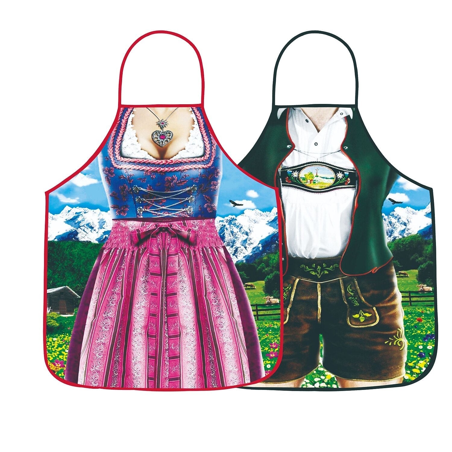 Par Förkläden i Oktoberfest-Stil med Justerbara Axelband och Roliga 3D-Motiv 8
