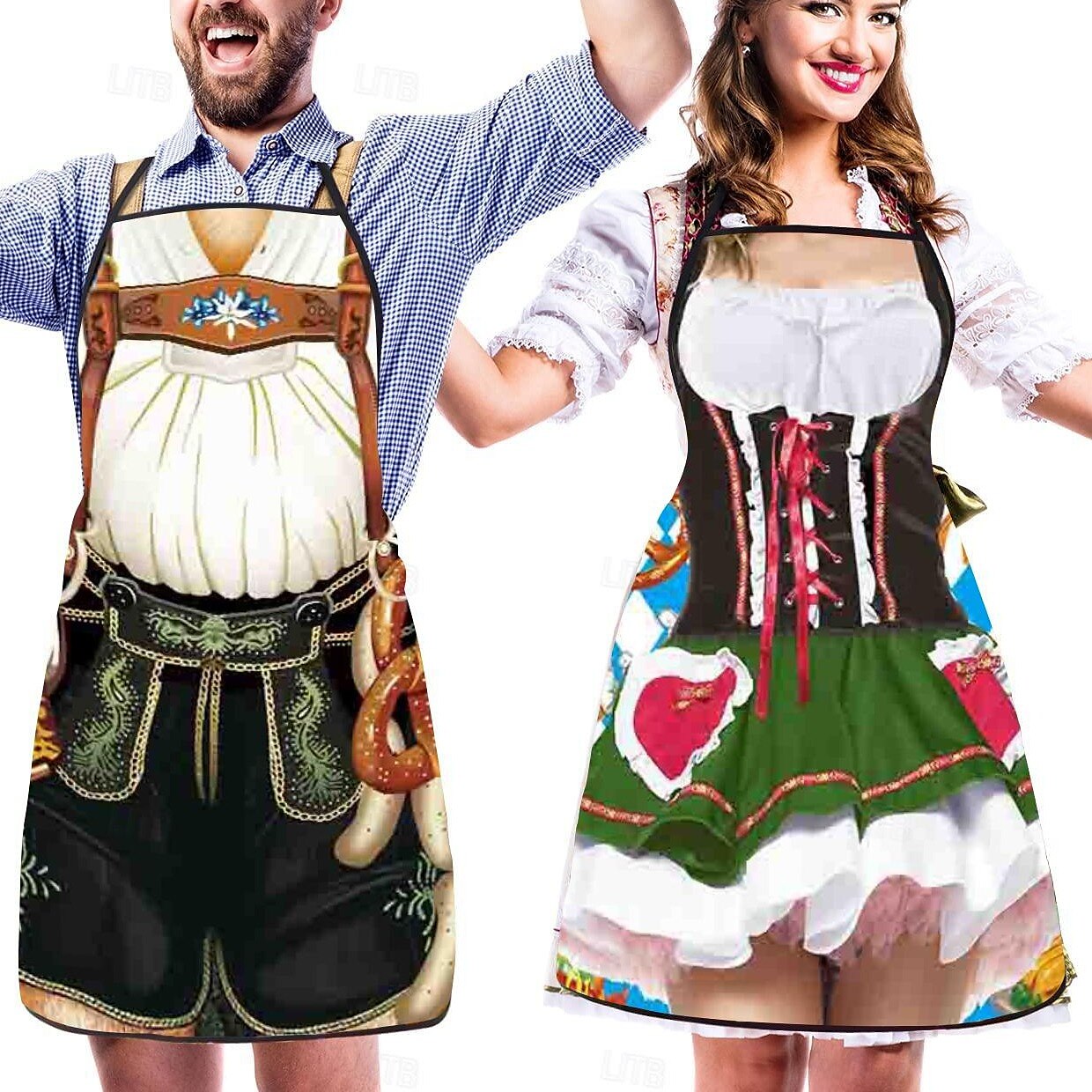 Par Schürzen Trachtenstil Dirndl Lederhosen Design Justerbar Slitstark Tyg 0
