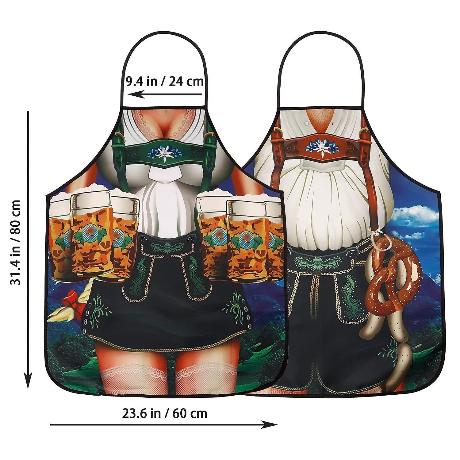 Par Schürzen Trachtenstil Dirndl Lederhosen Design Justerbar Slitstark Tyg 4