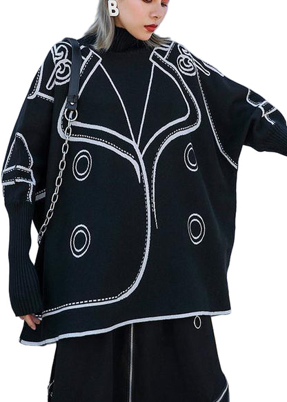 Plus Size Batwing Sleeve Blus med Tryck 0