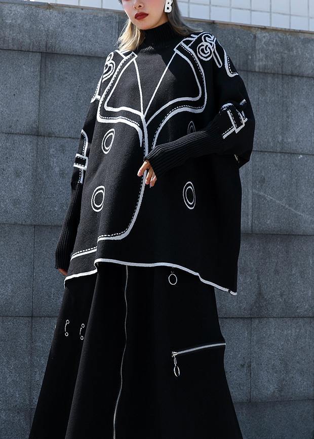 Plus Size Batwing Sleeve Blus med Tryck 1