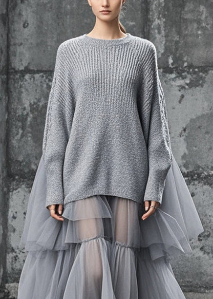 Plus Size Klänning med Oversized Patchwork Design 1