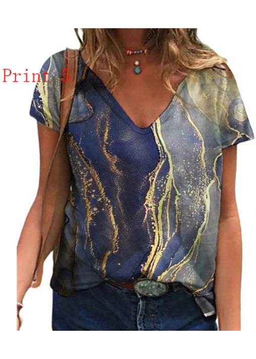 Plus Size T-shirt med V-hals och tryck 4