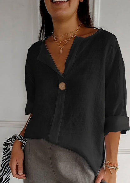 Plus Size Topp med V-ringning och Knappdetaljer 3