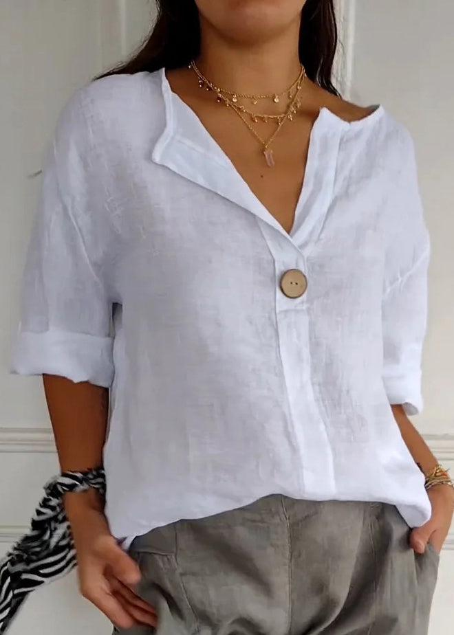 Plus Size Topp med V-ringning och Knappdetaljer 4