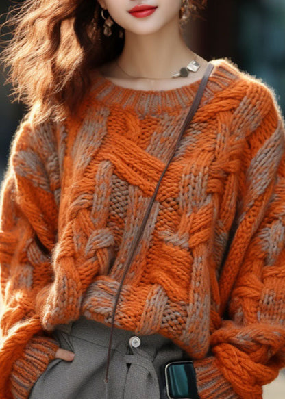 Plus Size Women's Knitted Sweater with Cable Design 3