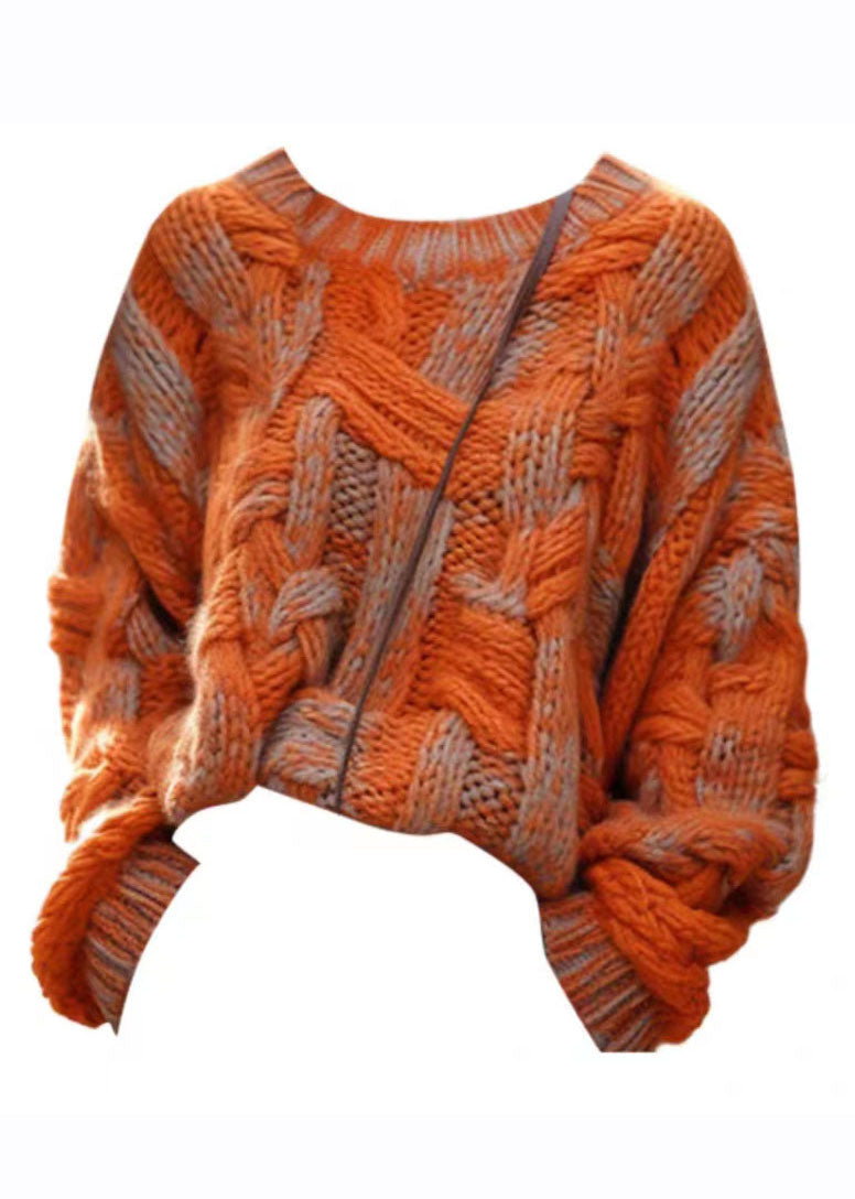 Plus Size Women's Knitted Sweater with Cable Design 4
