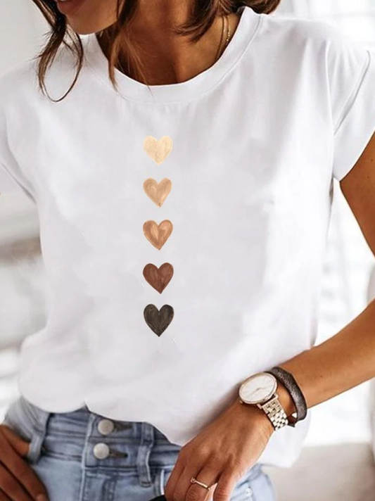 Kvinnors T-shirt Modern Tryckt Bomullsblandning-1