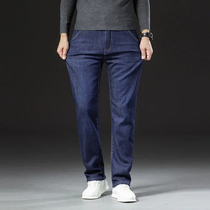 Raka herrbyxor i lammskinnsdenimmodell 3